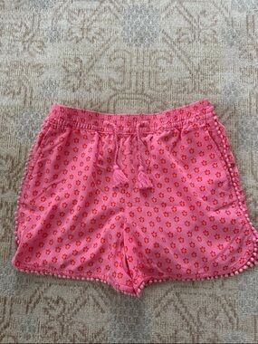 Pink Pom-Trim Drawstring Shorts